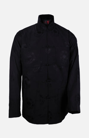 Silk Padded Jacket (Eight Treasures Pattern)-Black