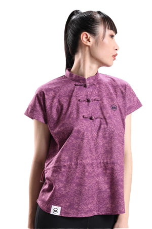 Purple Printed Drawstring Top