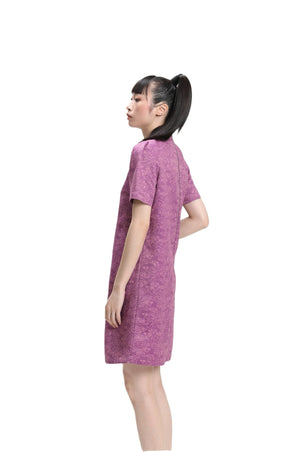 Purple Puff Sleeve Cheongsam