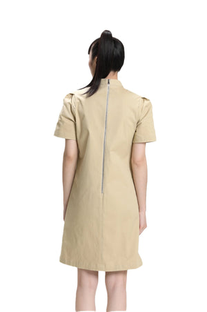 Khaki Puff Sleeve Cheongsam