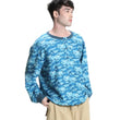 Blue round-neck Printed Pullover