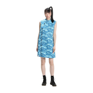 Blue Sleeveless Loose Cheongsam