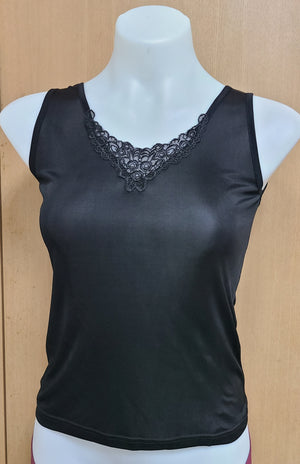 WILLY Ladies' 100% Silk V Neck Lace Vest