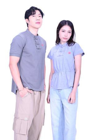 CYPHERHOOD Chinese Polo Shirt Ash Grey