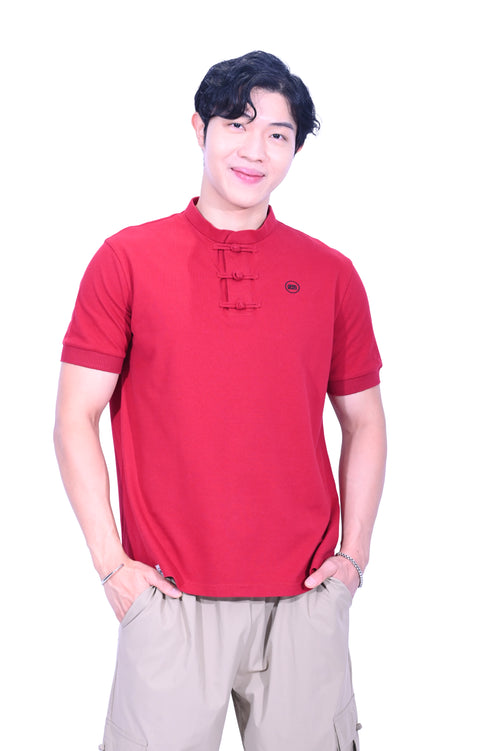 CYPHERHOOD Chinese Polo Shirt Maroon