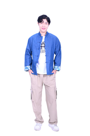 Line & Curve Men's Cotton Jersey Tang Jacket Mid Blue
