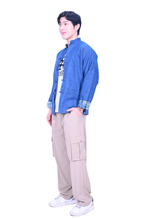 Line & Curve Men's Cotton Jersey Tang Jacket Mid Blue