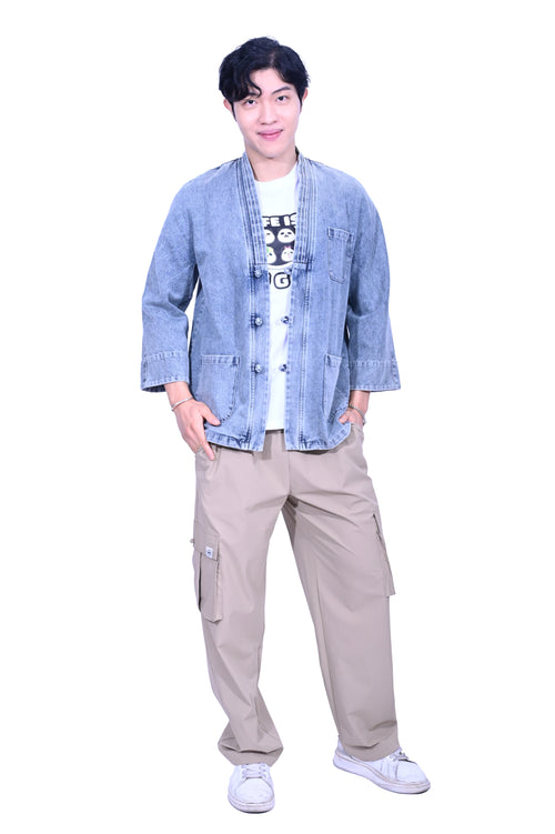 Line & Curve Unisex Denim Tang Jacket Grey