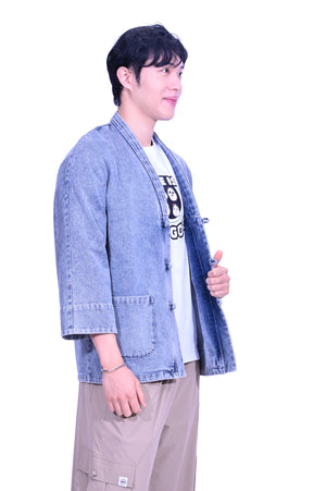 Line & Curve Unisex Denim Tang Jacket Grey