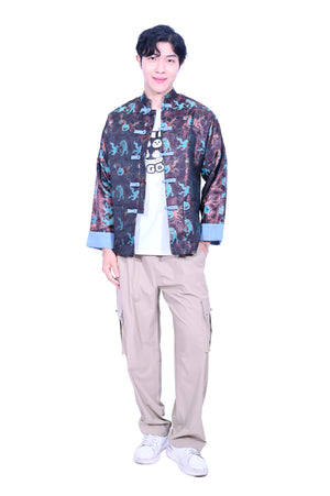 Line & Curve Men's Cotton Jersey Tang Jacket  Black