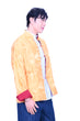Mandarin Square Silk Reversible Jacket Burgundy/Yellow