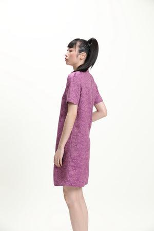 Purple Puff Sleeve Cheongsam