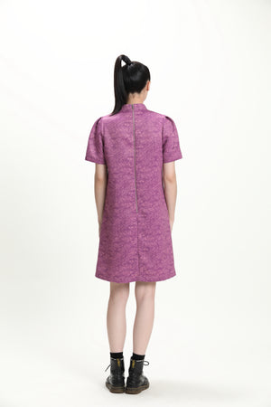 Purple Puff Sleeve Cheongsam